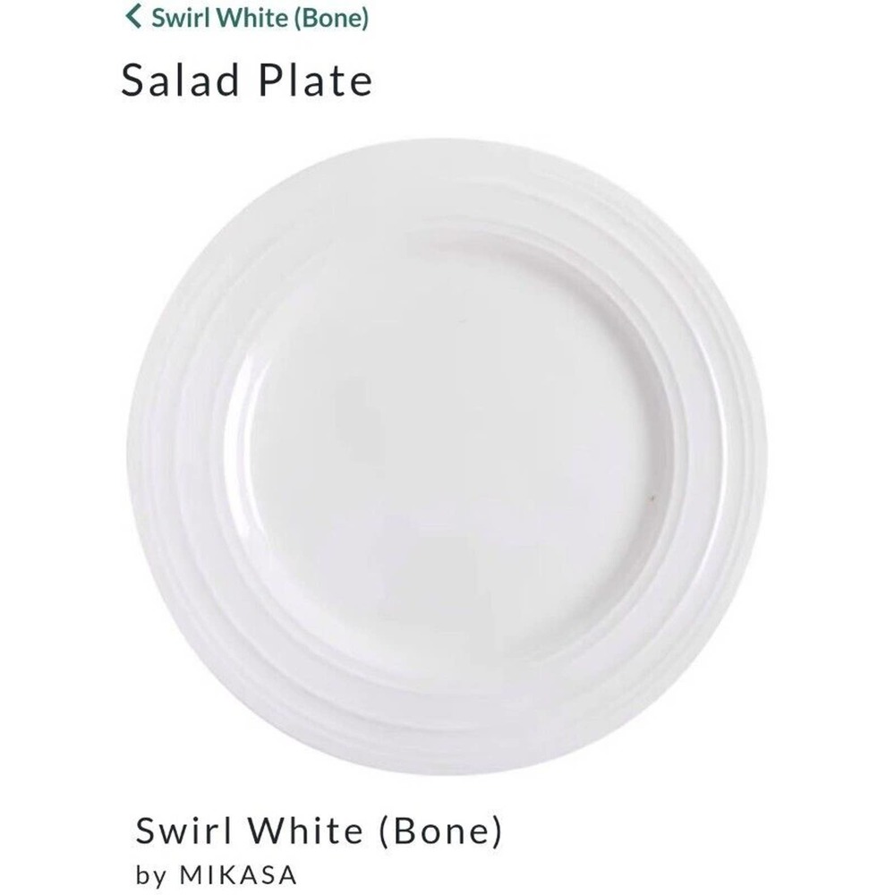 Mikasa Swirl White Bone China salad Plate 7 Set Of 2